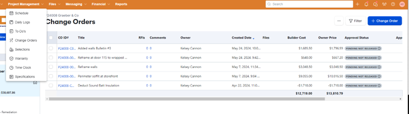 Drafting Change Order - Step 2